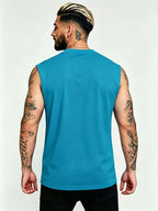 Men'S Summer New Style Sleeveless Zipper Henley Shirt, Outdoor Fitness Sports Comfortable Casual Fashion Sleeveless POLO Top - Deep Sky Blue