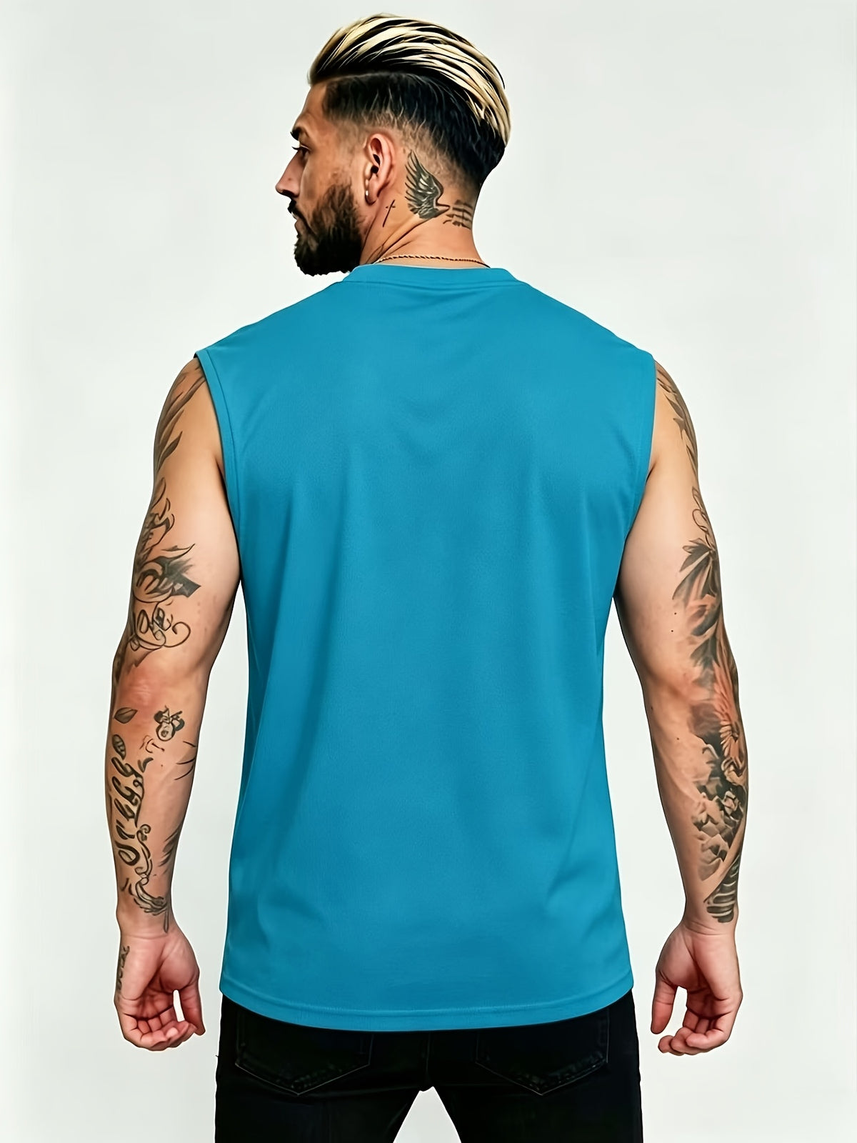 Men'S Summer New Style Sleeveless Zipper Henley Shirt, Outdoor Fitness Sports Comfortable Casual Fashion Sleeveless POLO Top - Deep Sky Blue