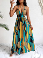 Wan Xiling's -pattern Printed Backless Summer Strappy Beach Dress for Women - Mixed colors