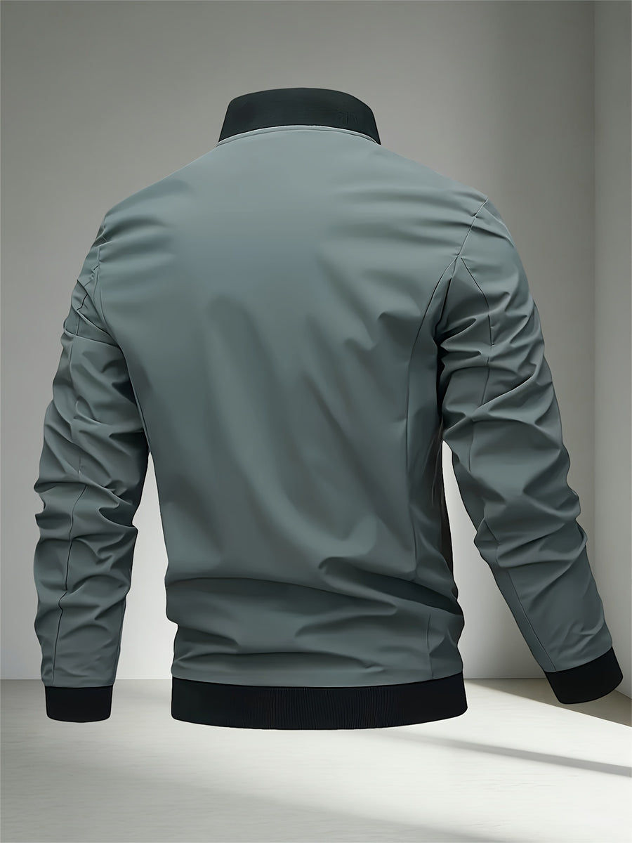 2026 New Men's Casual Windproof Jacket - A Must-Have for Stylish Men, Lightweight for Spring and Autumn, Full Zip Closure with Letter Embroidery, Casual Pilot Jacket Baseball Jacket, Fashionable and Versatile Streetwear Trend, Suitable for Outdoor - Stylish Green