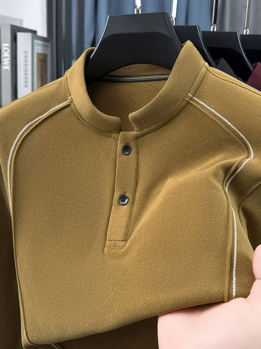 Father's Day Gift for Men 2026 Spring New Arrival Three-Layer Sweatshirt, Heavy-Duty Stitching with Double-Sided Cationic, Essential Business Commute Wear - Brown Golden