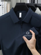 Katemar CRRTMARO New Summer Men's Short Sleeve Polo Shirt, Lapel Simple Business Casual High-End Breathable Half-Sleeve T-Shirt, Men's Apparel JX - Navy Color