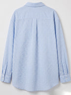 Men'S Striped Lapel Long Sleeve Shirt, Casual Loose Button- Blouse - Blue