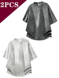 Men's Casual Style 2pcs Affordable Fashion Outdoor Sports Daily Commuting Versatile Top - White+gray