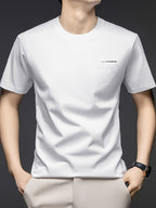 Summer Men'S Short Sleeve T-Shirt, Minimalist Style, Soft And Skin-Friendly Feel, Good Drape And Non-Sheer, Comfortable And Textured, Suitable for Daily Casual/Commuting And Travel - White
