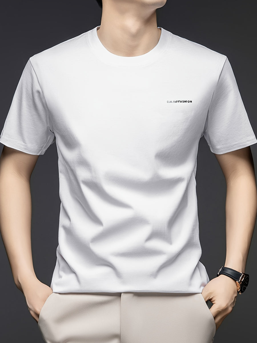 Summer Men'S Short Sleeve T-Shirt, Minimalist Style, Soft And Skin-Friendly Feel, Good Drape And Non-Sheer, Comfortable And Textured, Suitable for Daily Casual/Commuting And Travel - White