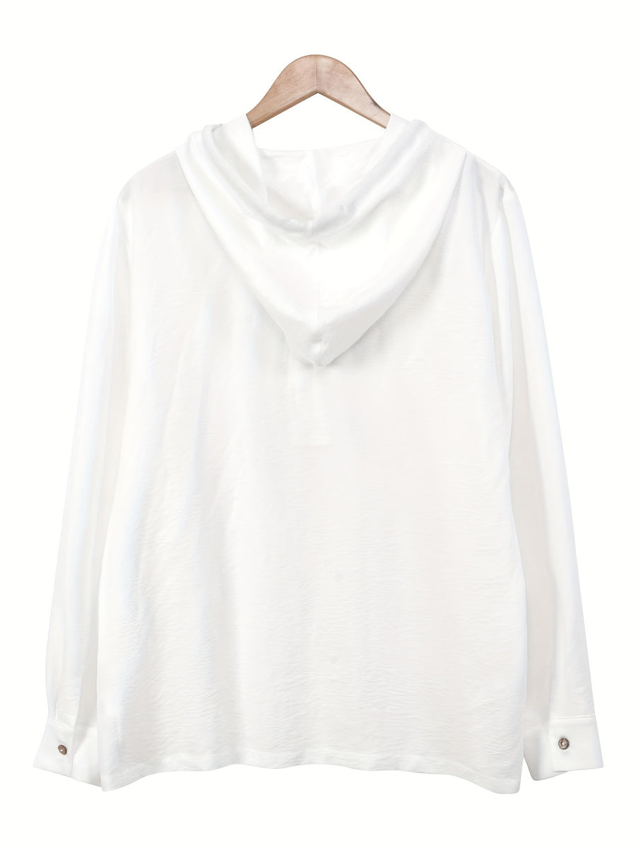 Men'S Fashion Casual Hooded Long Sleeve Skin-Friendly Comfortable Shirt Solid Color - White