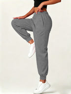 Autumn-Winter Women'S Casual Pants with Pockets - Dark Gray