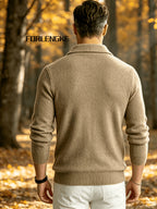 FORLENGKE Men's Business Casual Stylish Geometric Textured Knit Sweater, Soft Warm Long Sleeve Pullover for Fall Winter Office Daily Wear - Khaki