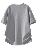 Men's New Bamboo Rayon Knot Pattern Fabric Short-Sleeve T-Shirt, Stylish 2-in-1 Look V-Neck Top, Casual Daily Wear, Suitable for Everyday Outings, Light Commuting, and Other Scenarios - Grey