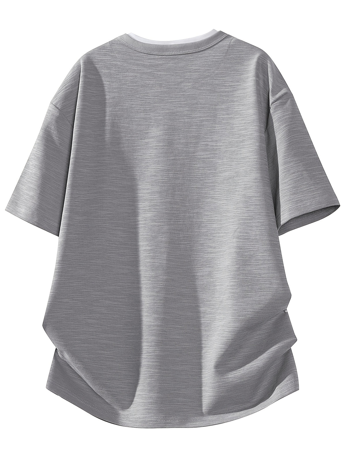 Men's New Bamboo Rayon Knot Pattern Fabric Short-Sleeve T-Shirt, Stylish 2-in-1 Look V-Neck Top, Casual Daily Wear, Suitable for Everyday Outings, Light Commuting, and Other Scenarios - Grey