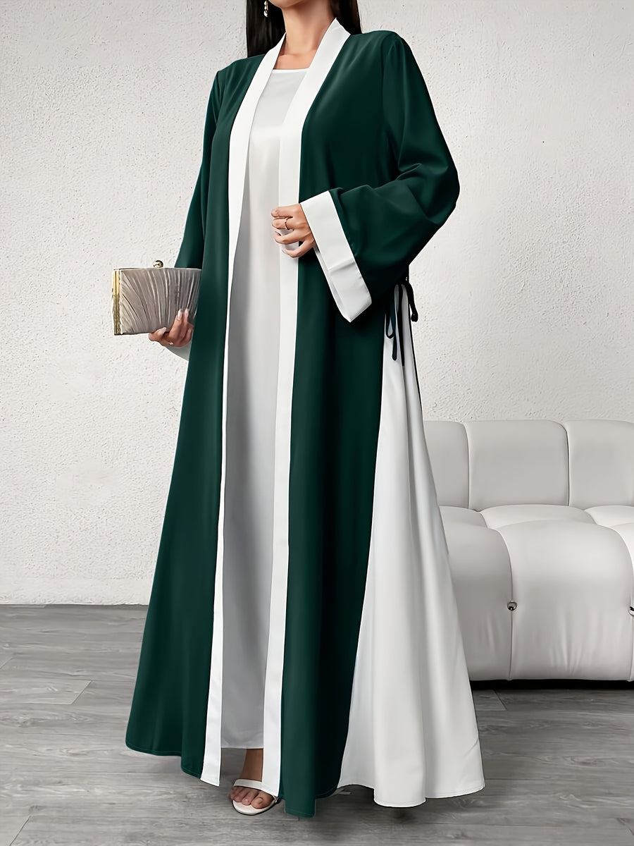 Middle Eastern Muslim Lady's Elegant and Casual Cardigan Robe Loose Abayas Robe as a Fashionable and Casual Commuting Coat Ladies' Robes for Ramadan Eid Al-Fitr Eid Al-Gahur Festival - Green