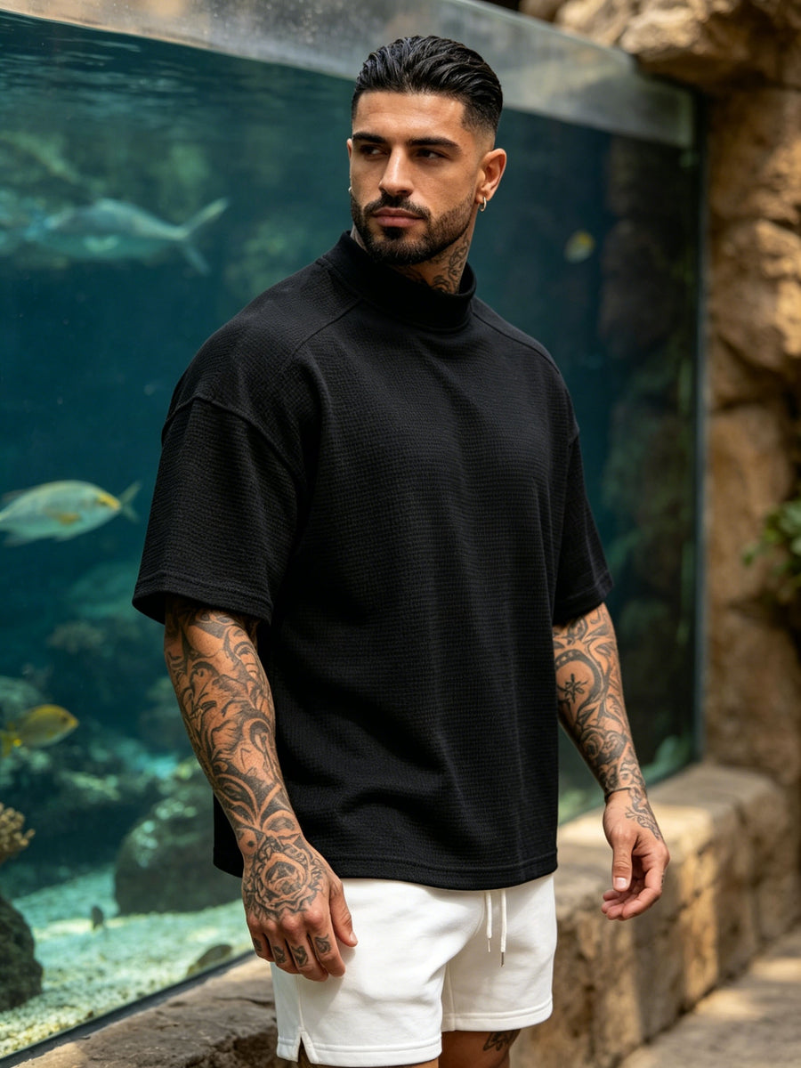 2pcs Men's Short-Sleeve T-Shirt, Loose Fit with Drop Shoulders, Trendy, Soft, Skin-Friendly, Refreshing, Durable, Casual, Lightweight, Versatile for Sports, Spring/Summer Streetwear, Commuting, Daily Essentials - Mixed Color 1