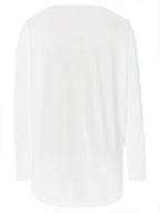 Solid Pocket V-Neck T-Shirt, Casual Long Sleeve T-Shirt for Spring And Fall, Women'S Clothing - White