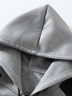 Men'S Trendy Spring Autumn Hooded Color-Block Jacket, Athletic Letter Print, Business Baseball Uniform Casual Hooded Jacket All-Match Top Two-Color Outerwear, Color-Block Jacket Shirt Hooded Coat - Light Grey