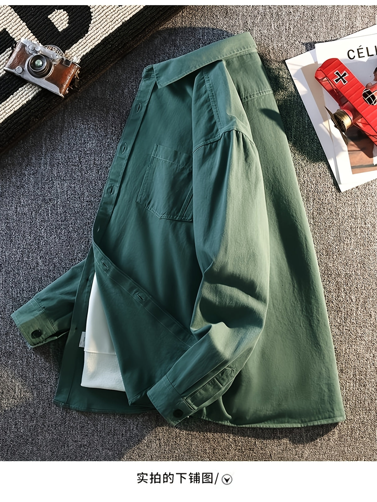 Quality Selected Japanese Retro Plaid Long-Sleeved Shirt, Unisex Versatile Casual Loose Shirt - Green