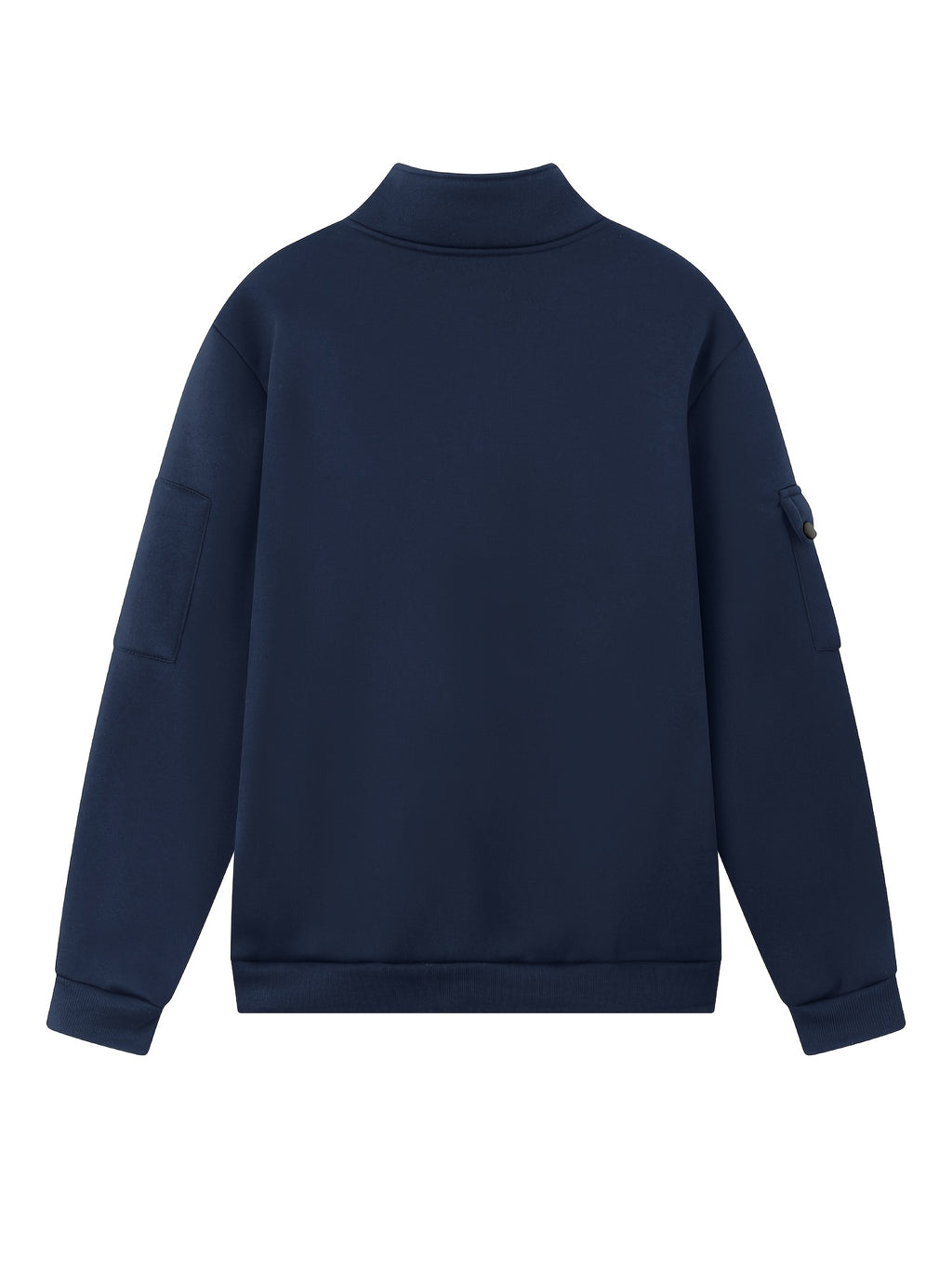2026 Autumn/Winter New Men's Stand Collar Half-Zip Sweatshirt, Distressed Print, Workwear Style Multi-Pocket Design, Wear-Resistant and Wrinkle-Resistant Fabric, Sleek Cut Without Bulk, Combining Workwear Practicality with Casual Attire Adaptability - navy blue 1