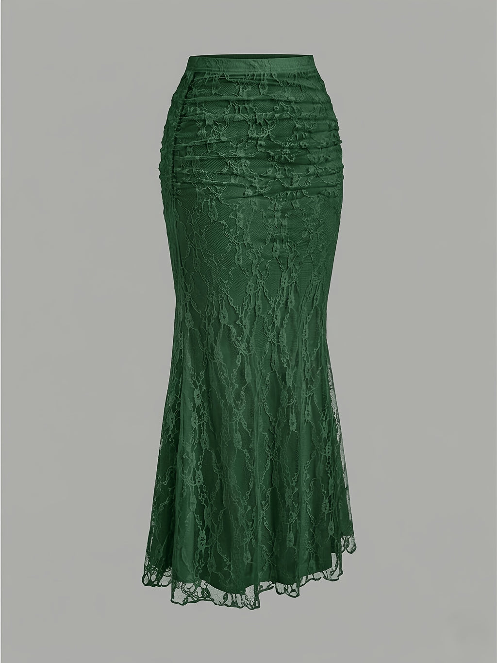 French-Style High-End Lace Mermaid Skirt for Women, Slim-Fit Commuter Daily Long Skirt - Green