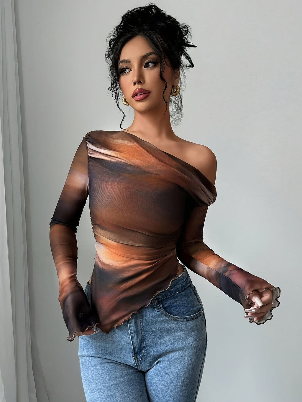 Women's Off-Shoulder Long Sleeve T-Shirt Top for Spring, Summer, and Fall. Elegant Long Sleeve T-Shirt for Outings, Beach, and New Year's Eve. Slim-Fit Fashion T-Shirt Top, 1pc Outfit for New Year's Eve, Date Nights, Carnivals, and Summer Wear - Mixed colors