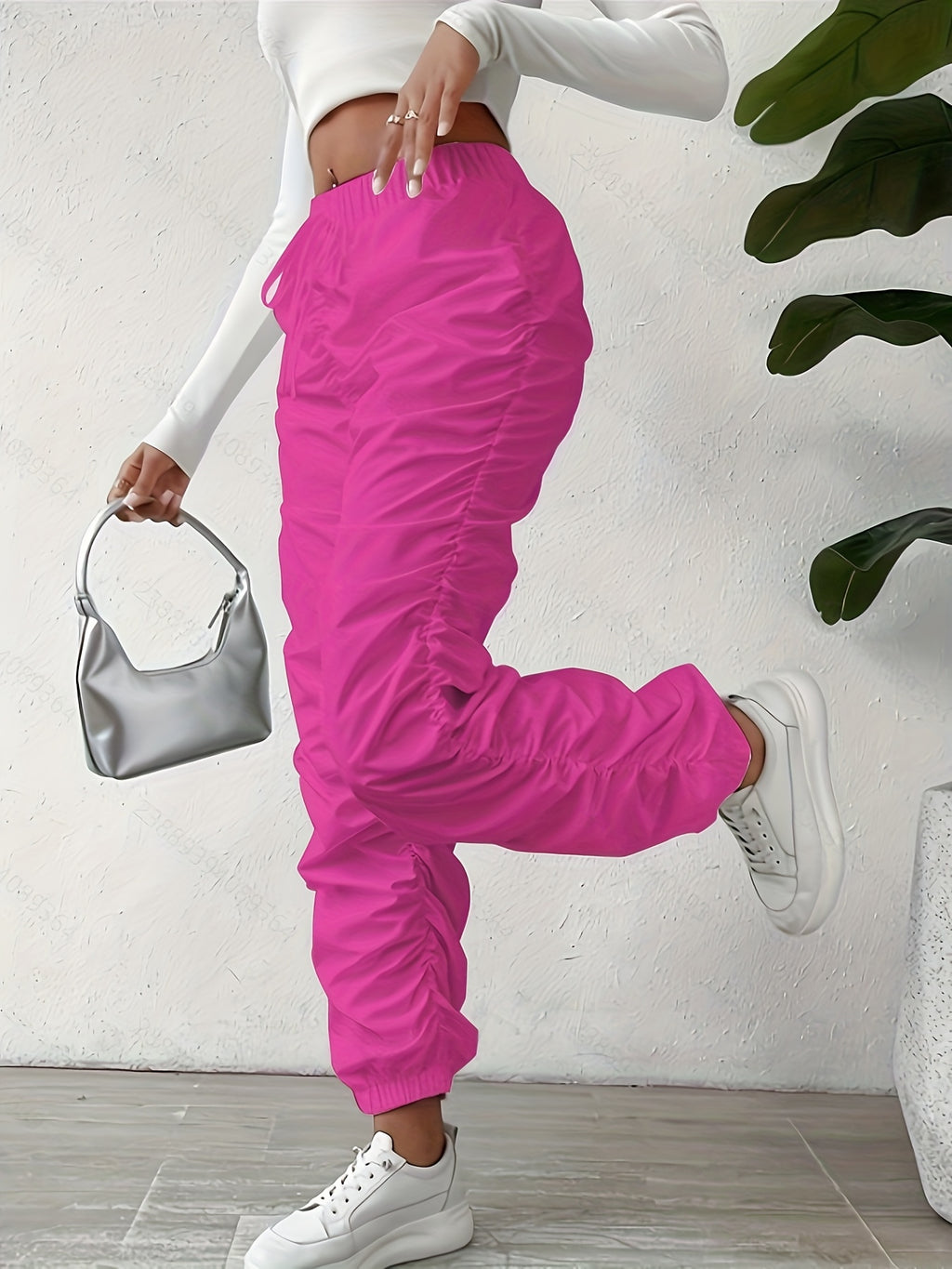 European and American Trendy Pleated Cuffed Pants - Unique Style, Express Yourself - Rose Red