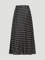 Women'S Vintage Polka Dot Satin Skirt - Black