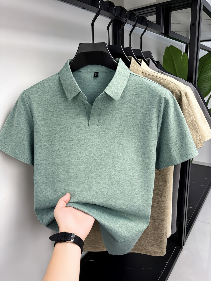 Minimalist Urban Short Sleeve Polo Shirt Breathable Daily Commute - Green