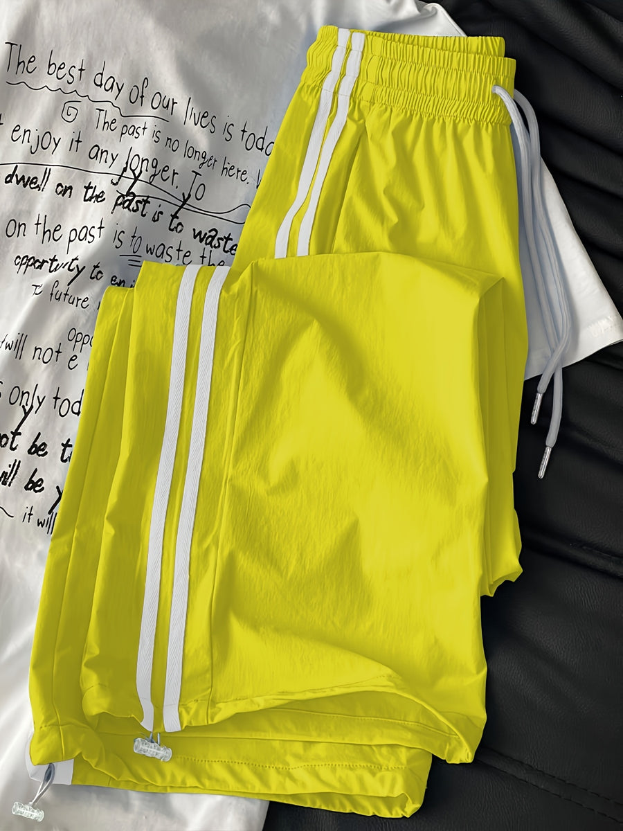 New High-Waisted Loose Ankle-Fit Quick-Dry Long Pants - Yellow