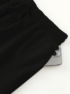 Women's Casual Jogger Pants with Drawstring Waist & Elastic Cuffs - All-Season Comfort Polyester, Trendy Geometric Print Straight-Leg Design for Workouts & Casual Attire, Jogging Pants - Black
