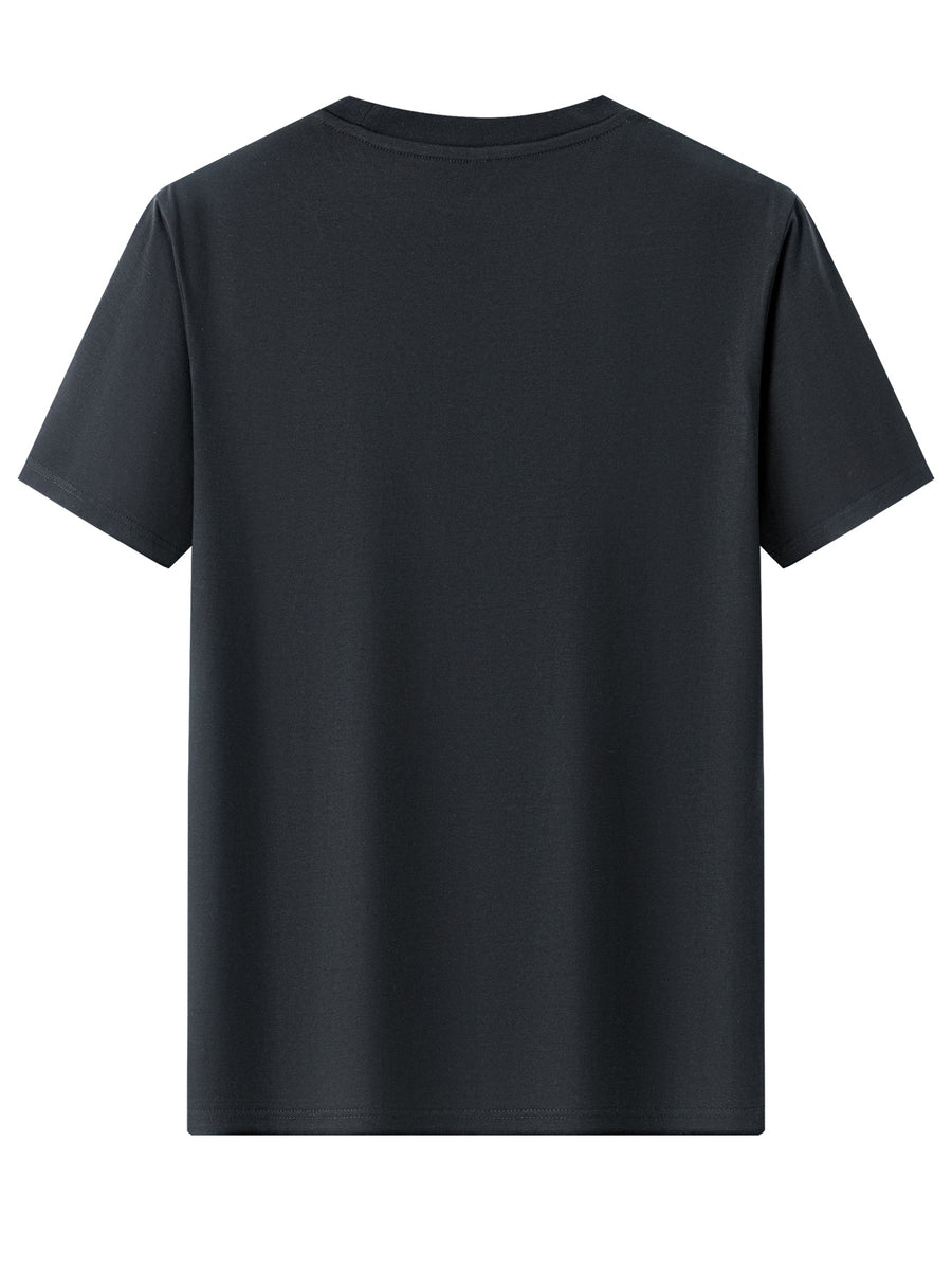 100%  Men's T-Shirt, Summer Lightweight Breathable Sweat Absorbent for Outdoor and Home Wear - Black