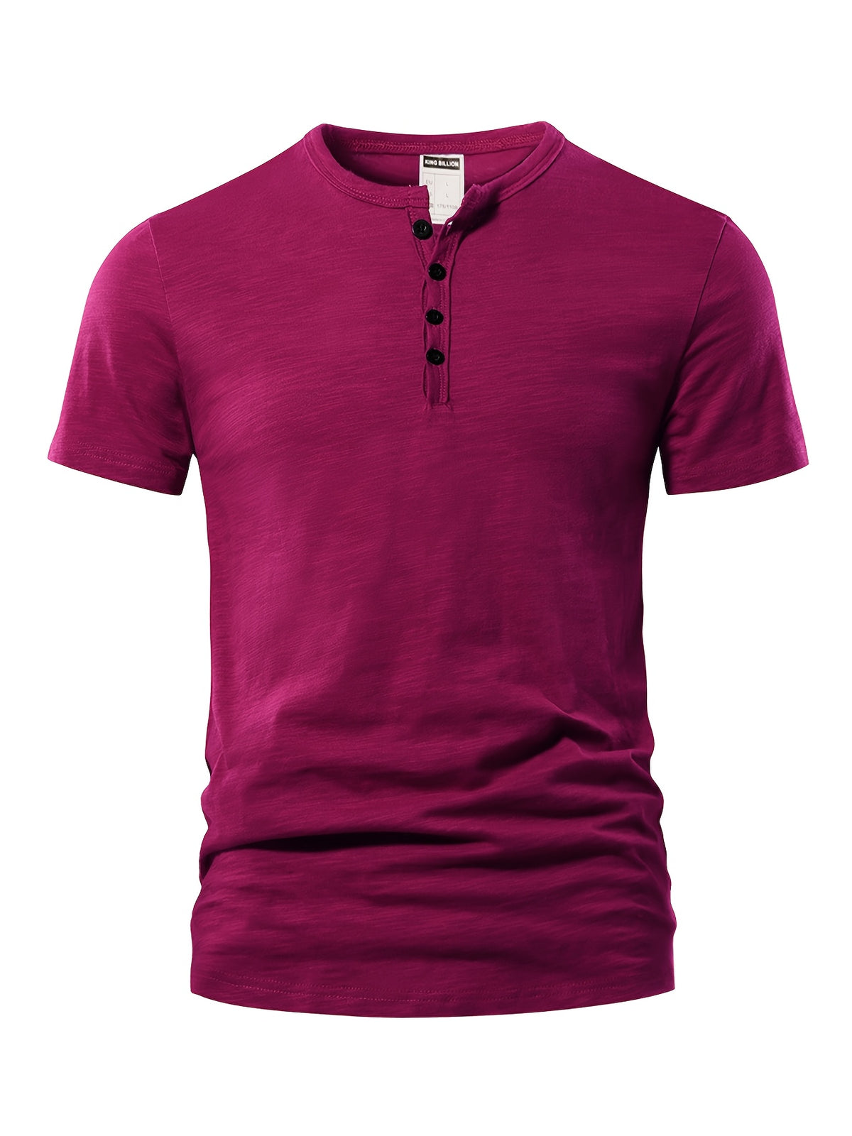 Men'S Summer Fashion T-Shirt Solid Casual Men'S Beach Vacation T-Shirt - Burgundy