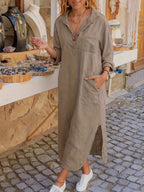 Fashionable Standard Size Elegant Dress - Khaki