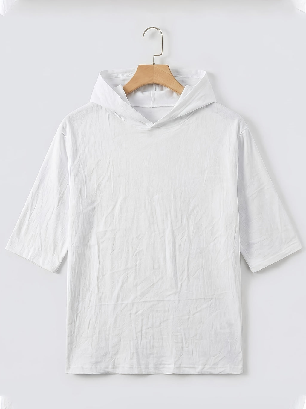 Men'S Linen Short-Sleeved Hoodie, Fashionable Men'S Top, Short-Sleeved Hoodie, Individual Trend, Comfortable And Breathable Fabric, Suitable for Outdoor Leisure, Camping, Vacation, Beach, Daily Street Wear - White