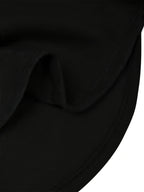 Women'S Solid Shoulder-Lower Long Sleeve Loose sweatshirt with Drawstring - Black