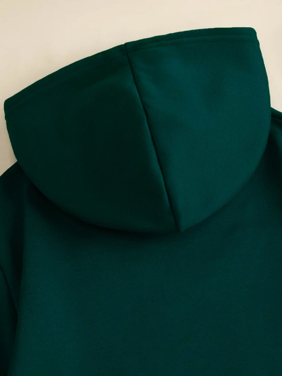 Minimalist BORG Since 1896 Letter Hooded Sweatshirt, Men's Trendy Versatile Drop-Shoulder Long-Sleeve Pullover - Dark Green