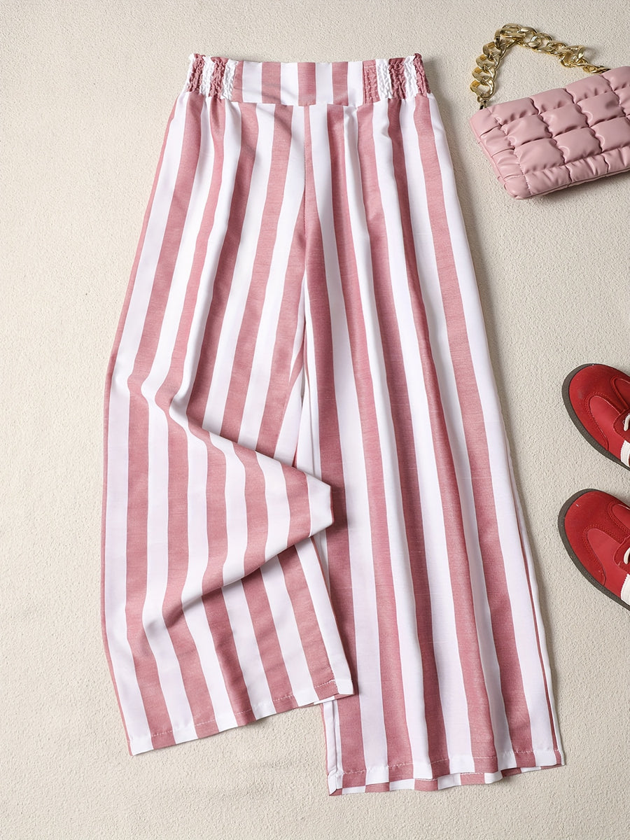 Everyday Comfortable Fashion Casual Waistband Elastic Versatile Wide-Leg Pants - Peach