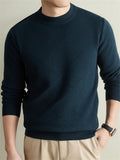 Autumn Winter Knit 3D Solid Round Neck Sweater, Basic Knit Pullover Top for Men, Fashionable Long Sleeve Sweater, Size Y - Ha Qing