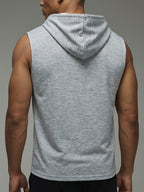 Men's Fashion Solid Color Hooded Sleeveless Vest, Sporty Fitness Casual Style, Adjustable Drawstring Design, Versatile and Stylish Daily Top - Grey