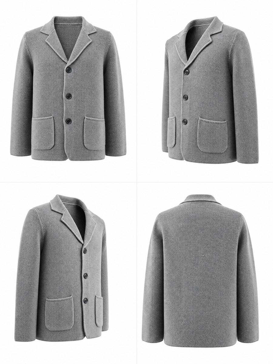 10 Colors Available High-End Style Autumn Winter New British Light Luxury Vintage Cardigan Old Money Style Knit Cardigan Sweater Commuter Autumn Winter Green Fruit Collar Warm Jacket - Dark Gray