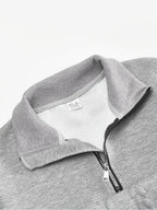 BOWZ Men's Knitted Top, Patchwork Design Stand Collar Sweatshirt with Zipper, Autumn/Winter Warm Sweater, Loose Fit, Suitable for Outdoor Vacations, Casual Sports, Random Jacquard Texture - Grey