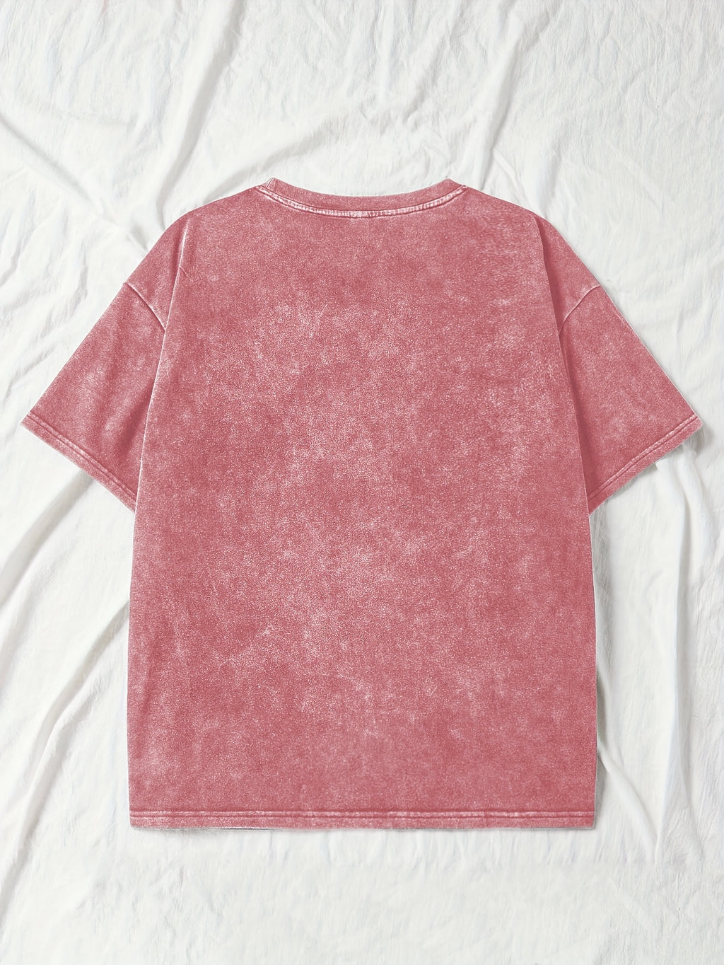 Plus Size - Plus Size - Plus Size Daisy Print Crew Neck Short Sleeve Retro Casual Everyday Washed T-Shirt Top | Slight Stretch Fabric, Summer Season - Red