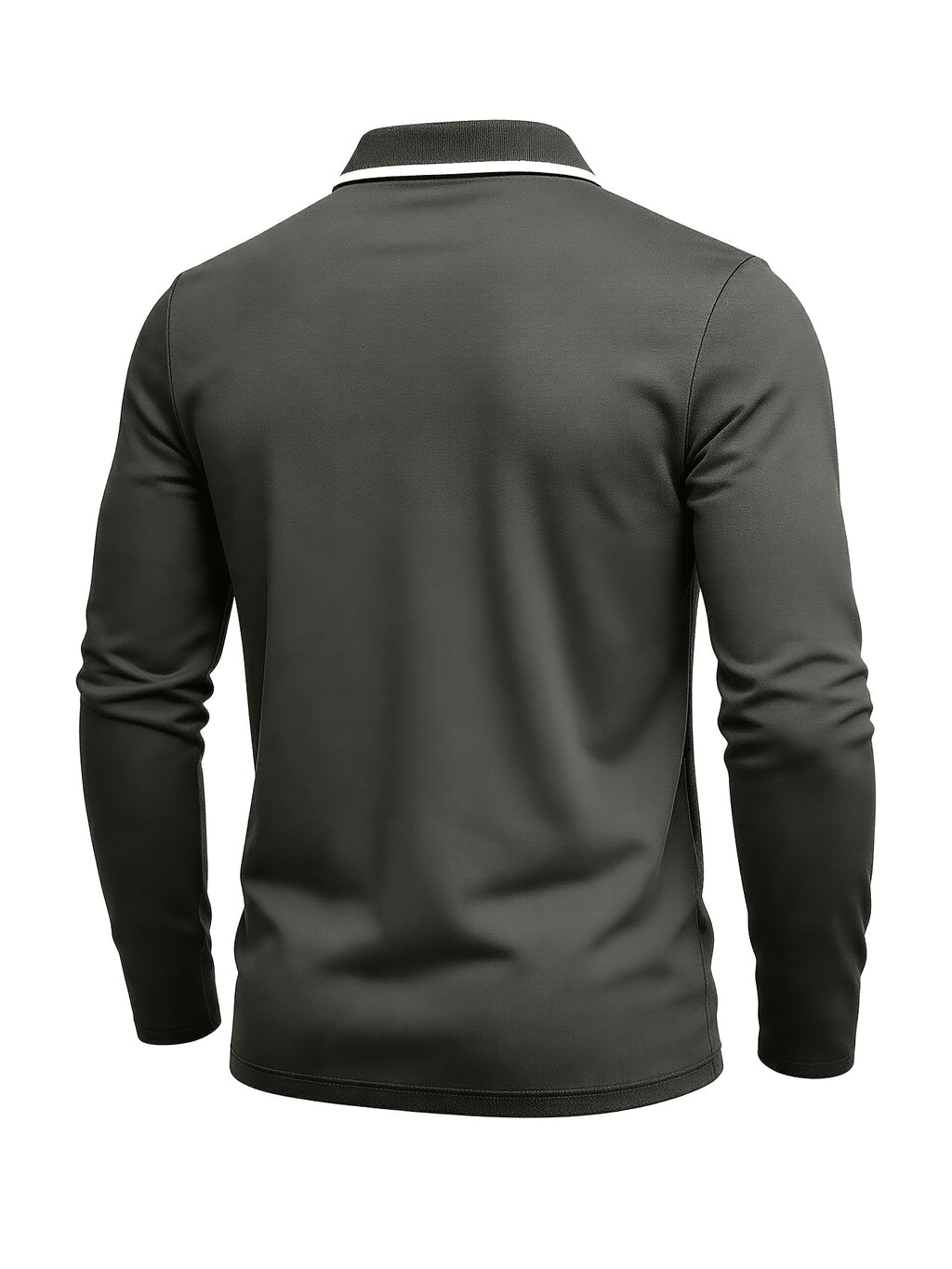 Autumn Cross-Border American Men'S Long Sleeve Polo Shirt Men'S Base Layer Contrast Top - Dark Gray