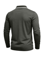 Autumn Cross-Border American Men'S Long Sleeve Polo Shirt Men'S Base Layer Contrast Top - Dark Gray