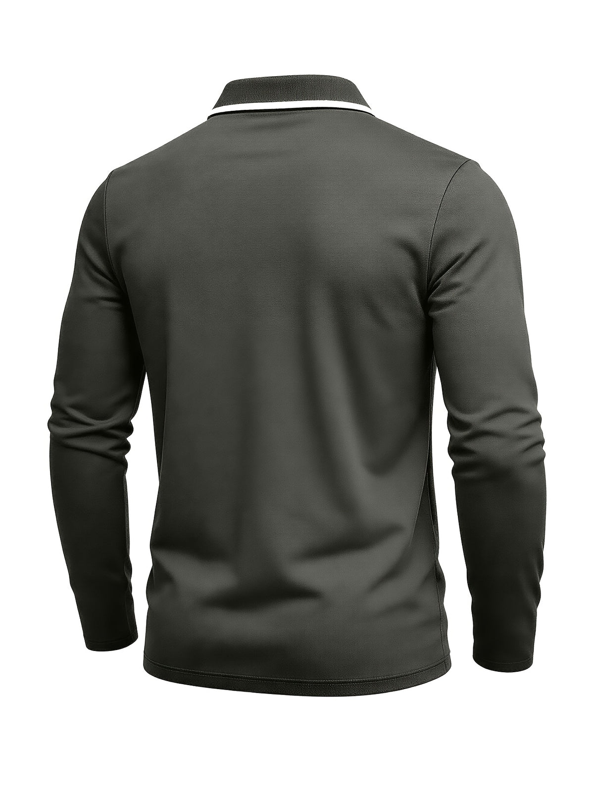 Autumn Cross-Border American Men'S Long Sleeve Polo Shirt Men'S Base Layer Contrast Top - Dark Gray