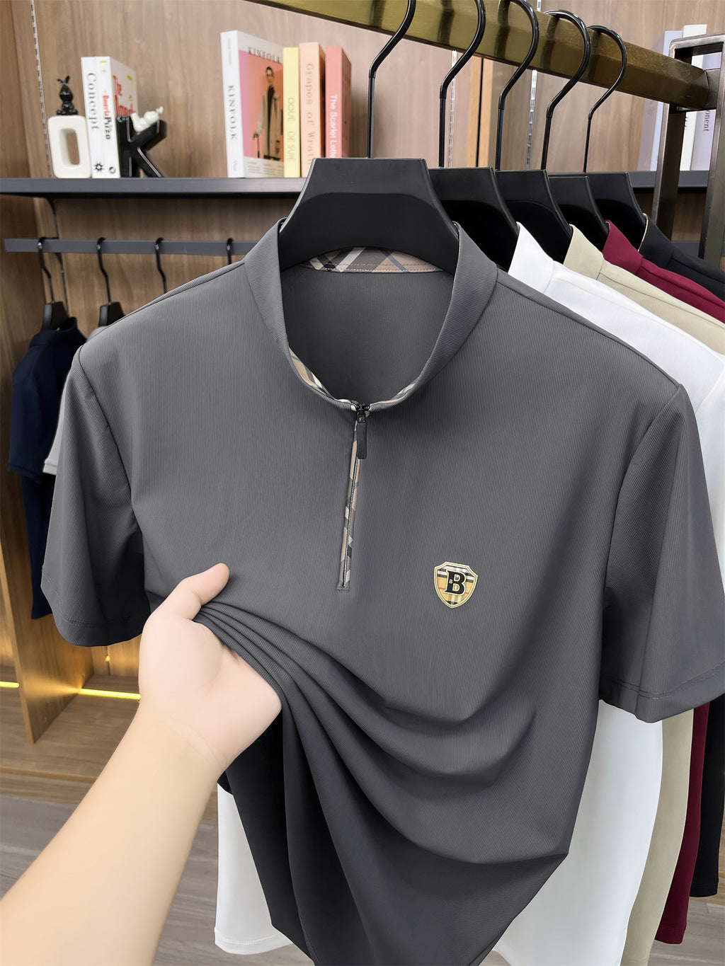 [Pearson OBM] Men'S T-Shirt New Short Sleeve Polo Shirt Mandarin Collar Easy Business Casual Premium Top Mido - Advanced Gray