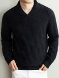 Men'S Seagull Collar Jacquard Knit Sweater, Excellent Warmth, Suitable for Autumn And Early Winter Wear. - SINBOS - Black