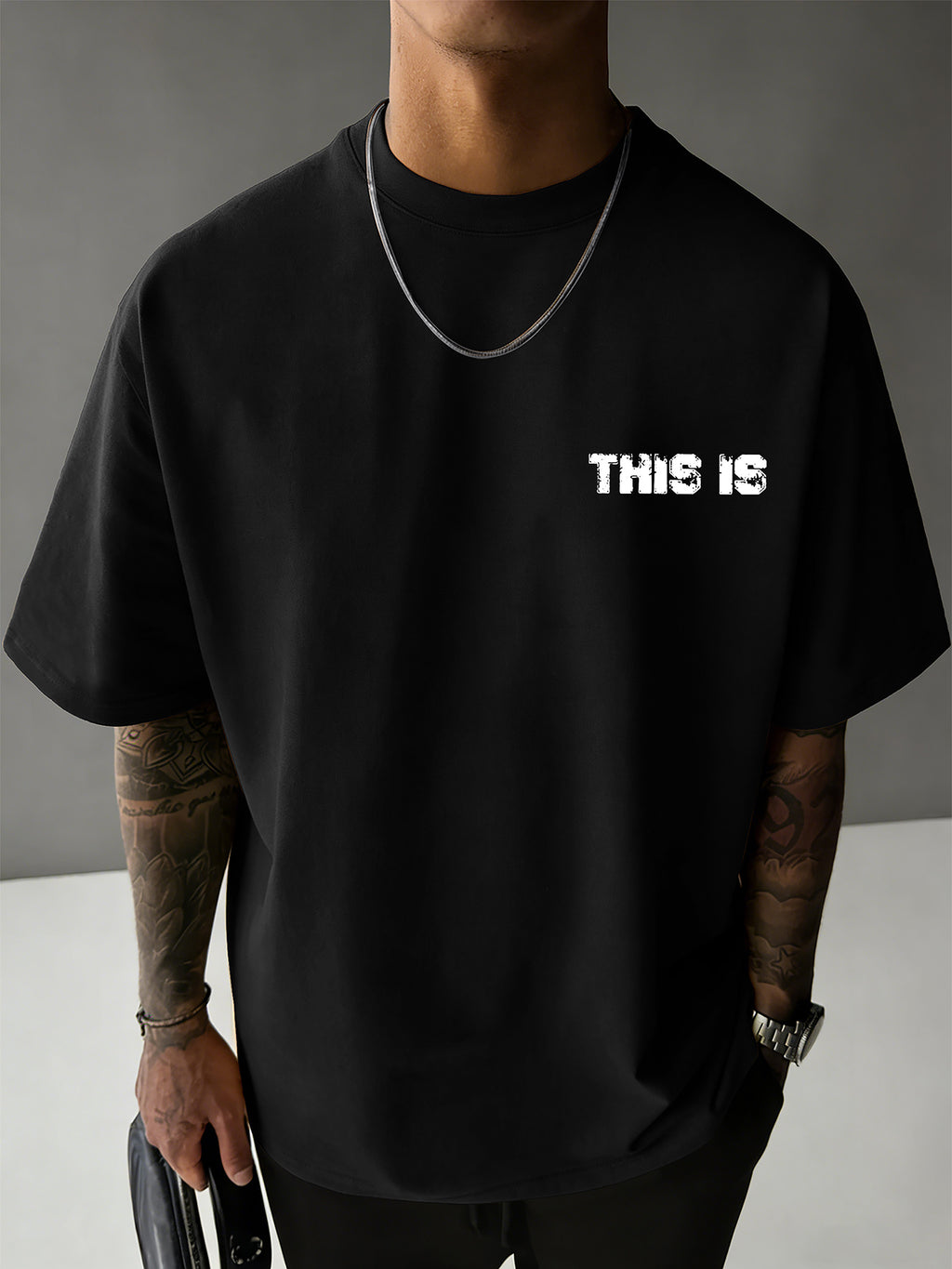Men's 100% Pure Cotton Comfortable and Breathable T-Shirt, Gym Barbell Print, for All-Season Casual Sports and Fitness - Black
