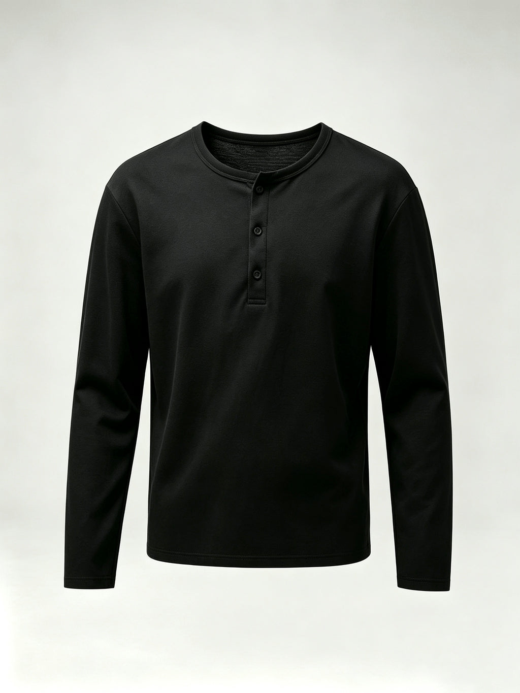 Henley Collar Long Sleeve Cover-Up, T-Gauge Knit Bamboo Rayon Rayon Texture Fabric, Lightweight Breathable Casual Top - Black
