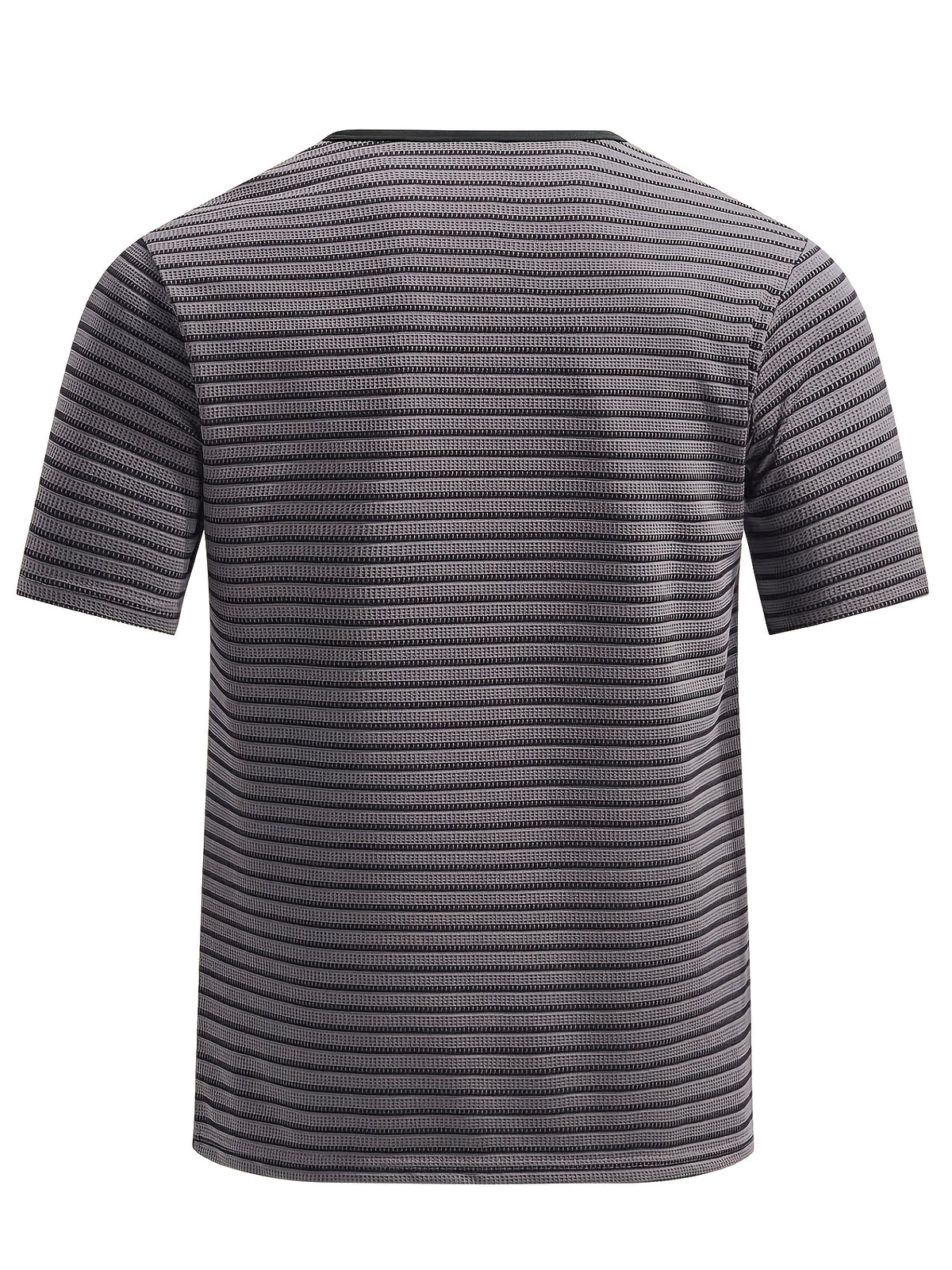 Men's Summer Short-Sleeve Color-Block Striped T-Shirt - Grey