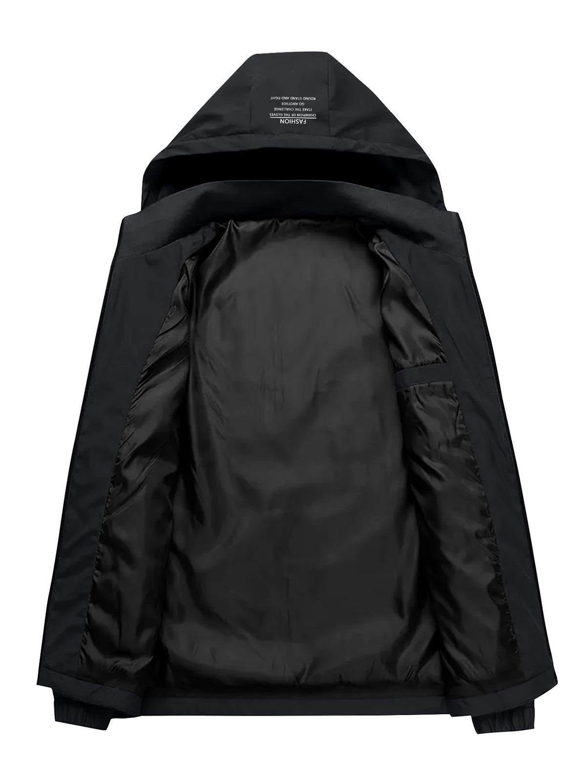 New Arrival Unisex Norwegian Print Windproof Breathable Outdoor Hiking Jacket, Couple's Wear for Outdoor and Home Cold Weather Protection - Black