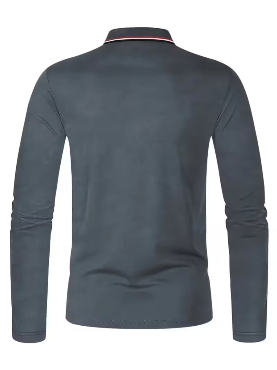 Smoke Pattern Men'S Summer Long-Sleeved Shirt Polo Shirt Golf Shirt Fabric Soft Comfortable Breathable Outdoor Sports Or Home Men'S Daily Matching YD253 - Grey